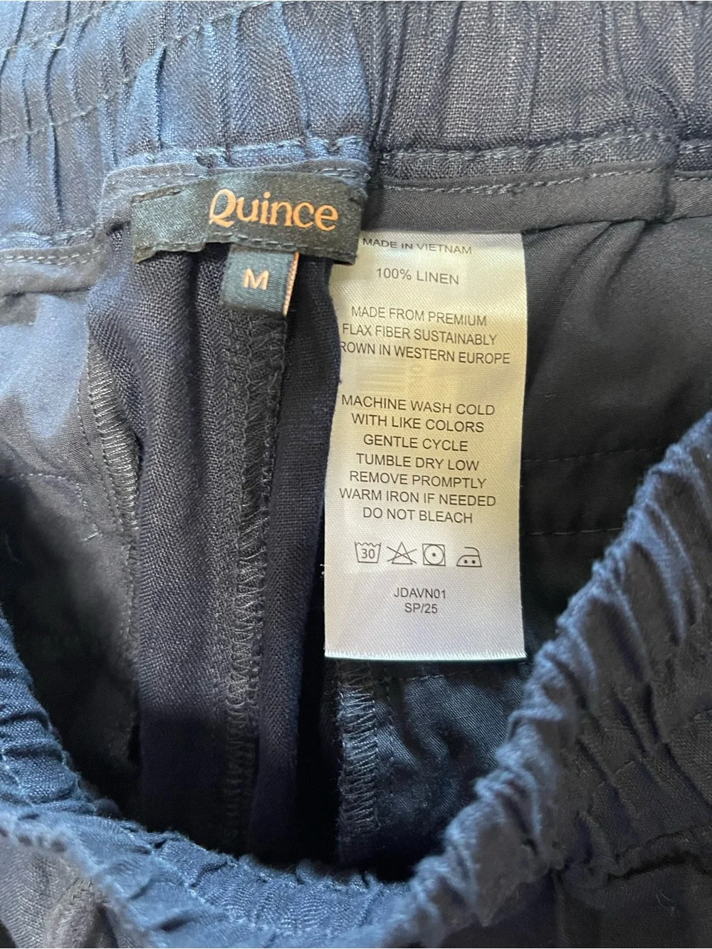 Quince 100% European Linen Wide Leg Pants in Deep Navy Size Medium